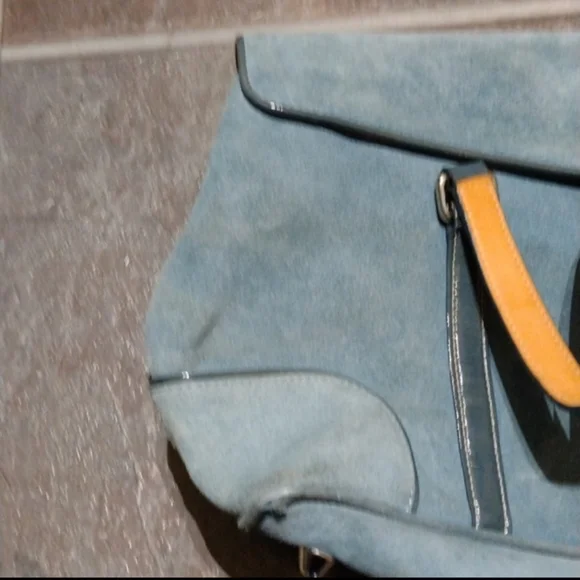 Coach vintage suede blue leather bag satchel tote - Picture 8 of 9